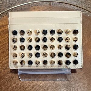 Christian Louboutin Kios Cream Multi Stud Calfskin Card Holder